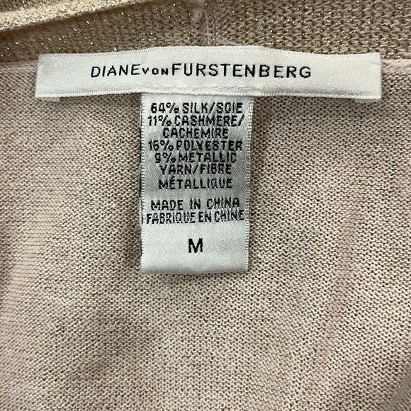 VGUC Diane von Furstenberg Tortuga gold silk cashmere asymmetrical cardigan - Picture 7 of 7